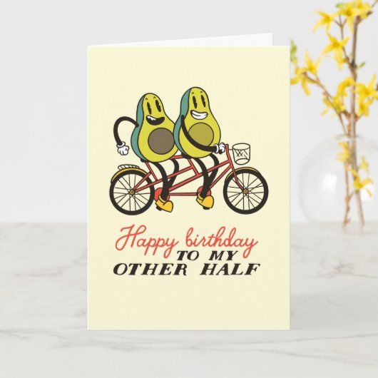 Niedlich Avocado Couple Pub Funny Birthday Karte (Gelbe Blume)