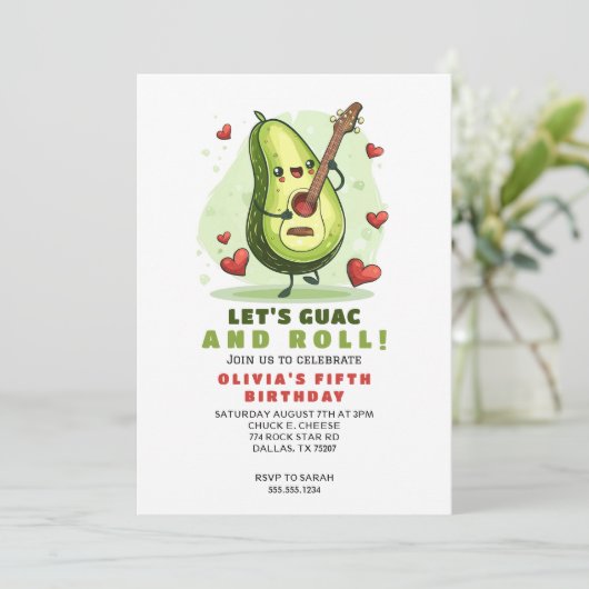 Niedlich Avocado Custom Geburtstag Einladung (Stehend Vorderseite)
