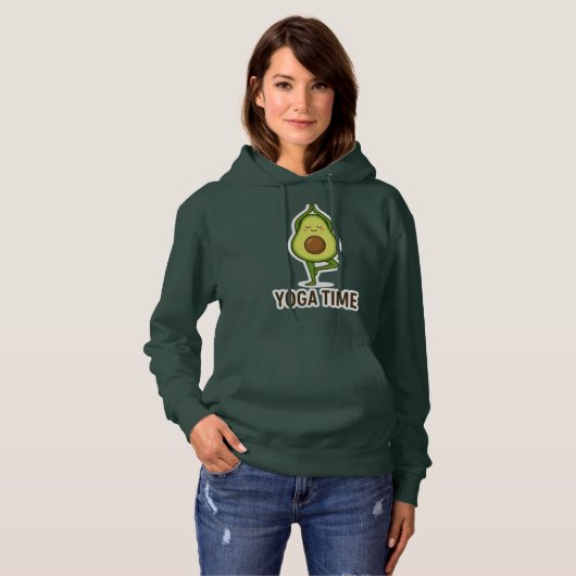 Niedlich Avocado Doing Yoga Sticker Hoodie (Vorne ganz)