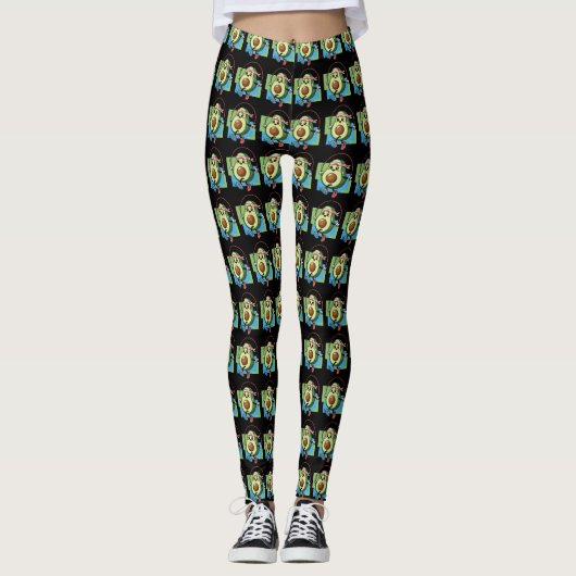 Niedlich Avocado Jump Rope - Fitness Kawaii Leggings (Vorderseite)