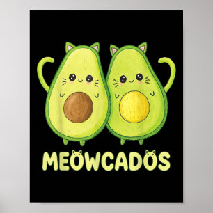 Niedlich Avocado Kitten Pun Funny Kawaii Food Anim Poster