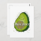 Niedlich Avocado Watercolor Postkarte (Vorne/Hinten)