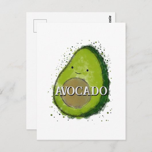 Niedlich Avocado Watercolor Postkarte (Vorne/Hinten)