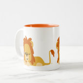 Niedlich Awake Cartoons Lion Zweifarbige Tasse (Vorderseite Links)