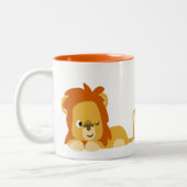 Niedlich Awake Cartoons Lion Zweifarbige Tasse (Links)
