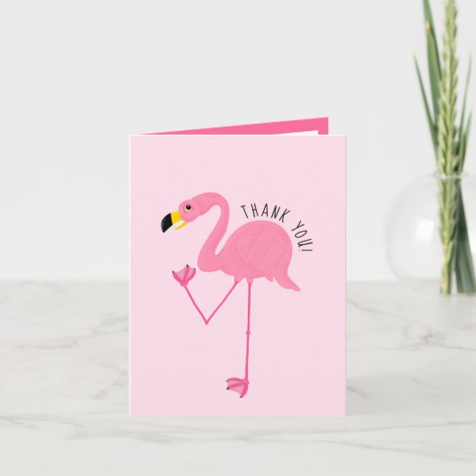 Niedlich Awkward Pink Flamingo Dankeskarte (Vorderseite)