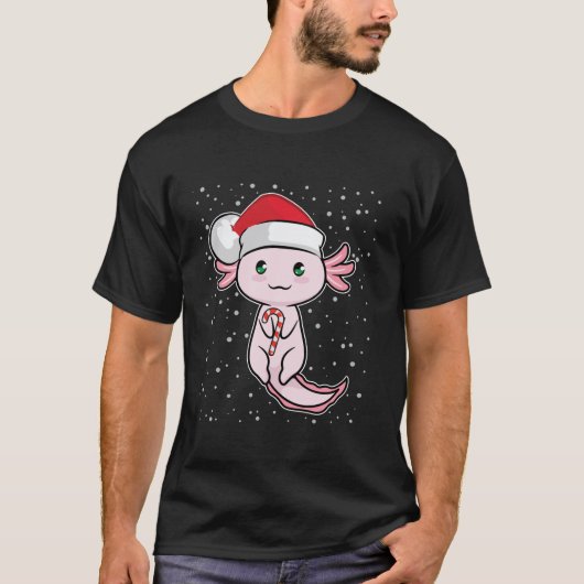 Niedlich Axolotl Christmas Candy Cane Funny Salama T-Shirt (Vorderseite)