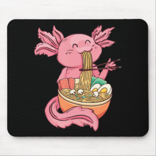 Niedlich Axolotl Eating Ramen Noodles Kawaii Anime Mousepad