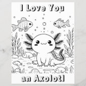 Niedlich Axolotl | Farbseite des Kindes Flyer (Vorne)
