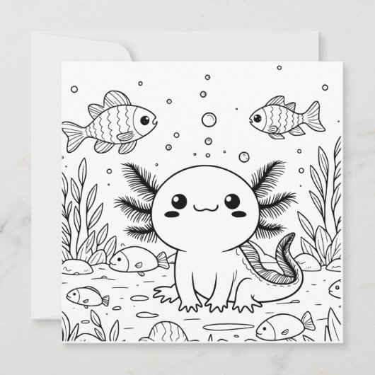 Niedlich Axolotl | Farbseite des Kindes Karte (Vorderseite)