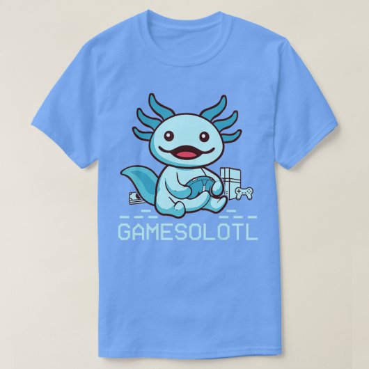 Niedlich Axolotl Gamesolotl Blue Axolotl Salamande T-Shirt (Design vorne)