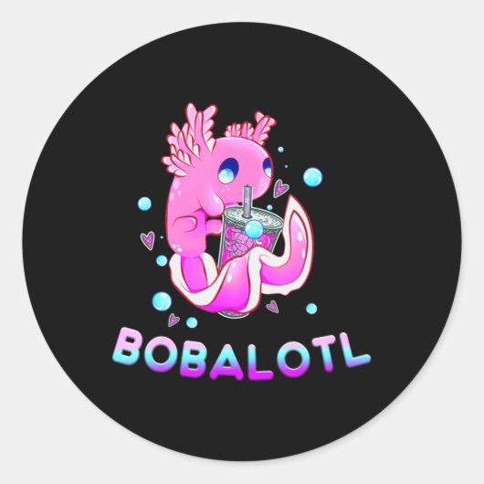 Niedlich Axolotl Lover Bobalotl Boba Kawaii Anime  Runder Aufkleber (Vorderseite)
