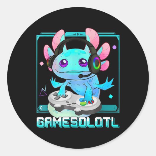 Niedlich Axolotl Lover Gamesalotl Gaming Axolotl K Runder Aufkleber (Vorderseite)