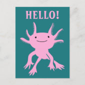 Niedlich Axolotl Pink Salamander Hallo Postcard Postkarte (Vorderseite)