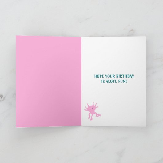 Niedlich Axolotl Pink Salamander Personalisiert Ge Karte (Innenseite)