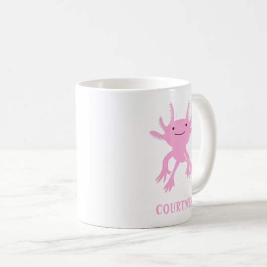 Niedlich Axolotl Pink Salamander Personalisiert Kaffeetasse (VorderseiteRechts)