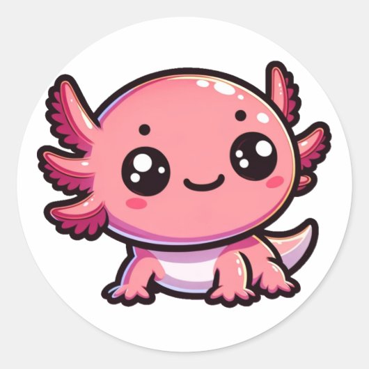 Niedlich Axolotl Runder Aufkleber (Vorderseite)