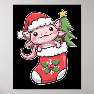 Niedlich Axolotl zu Weihnachten Axolotl Poster