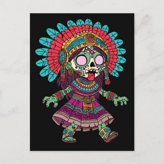Niedlich Aztec Zombie Postkarte (Vorderseite)