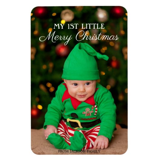 Niedlich Baby 1. Kleines frohes Weihnachtsfest Fot Magnet (Vertikal)