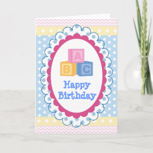 Niedlich Baby ABC Punkt Geburtstag Karte