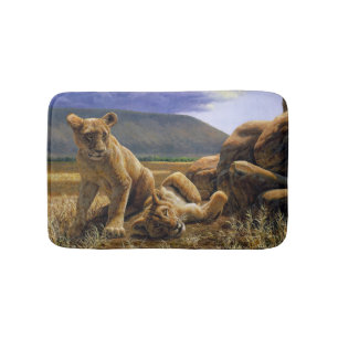 Niedlich Baby African Lion Cubs Badematte