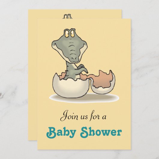 Niedlich Baby Alligator Kinderdusche Einladung (Vorne/Hinten)
