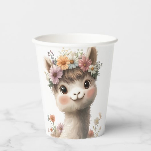 Niedlich Baby Alpaca Girl Paper Cups Pappbecher (Vorderseite)