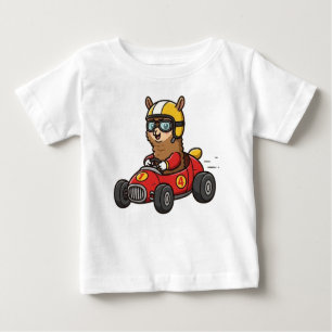 Niedlich Baby Alpaca Race Car Driver Baby T-shirt