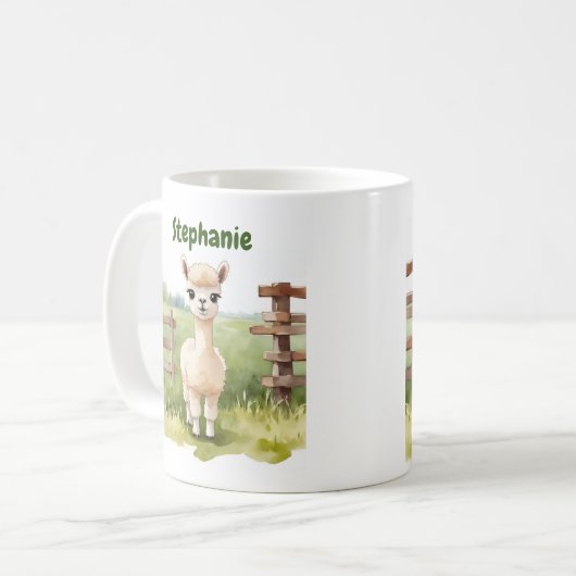 Niedlich Baby Alpaca Tasse Custom Coffee Cup (Vorderseite Links)