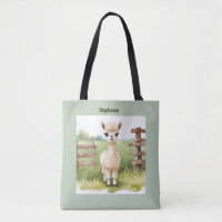 Niedlich Baby Alpaca Tasse Custom Tote Bag
