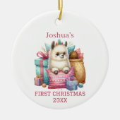 Niedlich Baby Alpaca Weihnachten Keramik Ornament (Vorne)