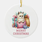 Niedlich Baby Alpaca Weihnachten Keramik Ornament (Vorne)