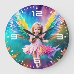 Niedlich Baby Angel Wings Art-38424 Große Wanduhr