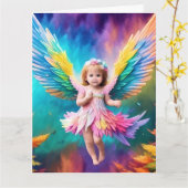 Niedlich Baby Angel Wings Art-38424 Karte (Gelbe Blume)