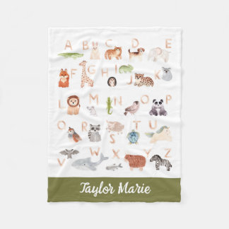 Niedlich Baby Animal Alphabet Fleecedecke