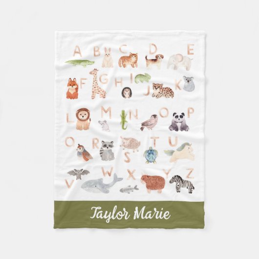 Niedlich Baby Animal Alphabet Fleecedecke (Vorderseite)