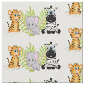 Niedlich Baby Animal Jungle Theme Tiger Elephant Z Stoff (Nahaufnahme)