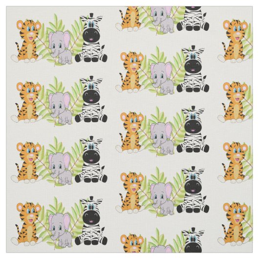 Niedlich Baby Animal Jungle Theme Tiger Elephant Z Stoff (Muster)
