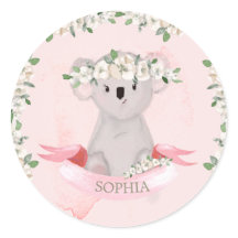 Niedlich Baby Animal Koala Pink Floral