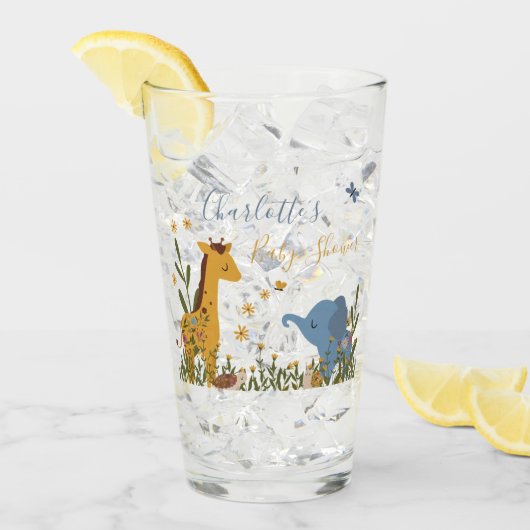 Niedlich Baby Animals Floral Baby Dusche Glas (Vorderseite Ice)