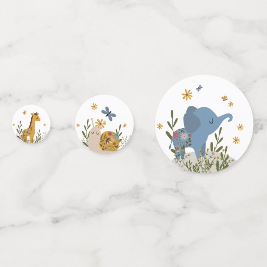 Niedlich Baby Animals Floral Baby Dusche Konfetti (Rückseiten)