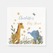 Niedlich Baby Animals Floral Baby Dusche Serviette (Vorderseite)