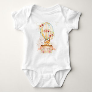 Niedlich Baby Animals Hot Air Ballon Floral Strampler