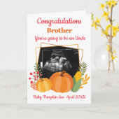 Niedlich Baby Announction Scan Pumpkin Onkel Karte (Gelbe Blume)
