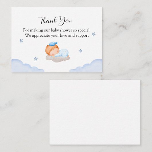 Niedlich Baby auf der Cloud Baby Dusche Vielen Dan Mitteilungskarte (Vorne/Hinten)