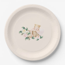 Niedlich Baby Basket Floral Baby Dusche Pappteller