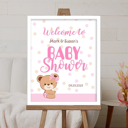 Niedlich Baby Bear Baby Dusche Begrüßungszeichen - Poster