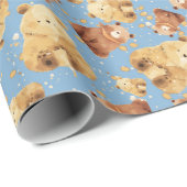 Niedlich Baby Bear Blue Geschenkpapier (Rolleneckpunkt)