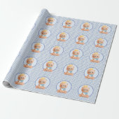 Niedlich Baby Bear Blue Gingham Geschenkpapier (Ungerollt)